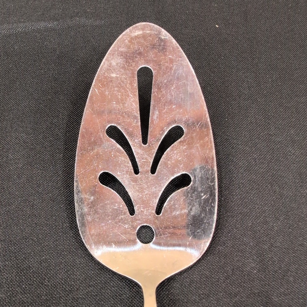 Gold Standard Stainless Japan Slotted Pie Cake Server Floral Handle Silver Tone - Picture 3 of 5